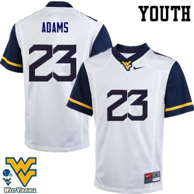 Youth West Virginia Mountaineers NCAA #23 Jordan Adams White Authentic Nike Stitched College Football Jersey SR15R30IO